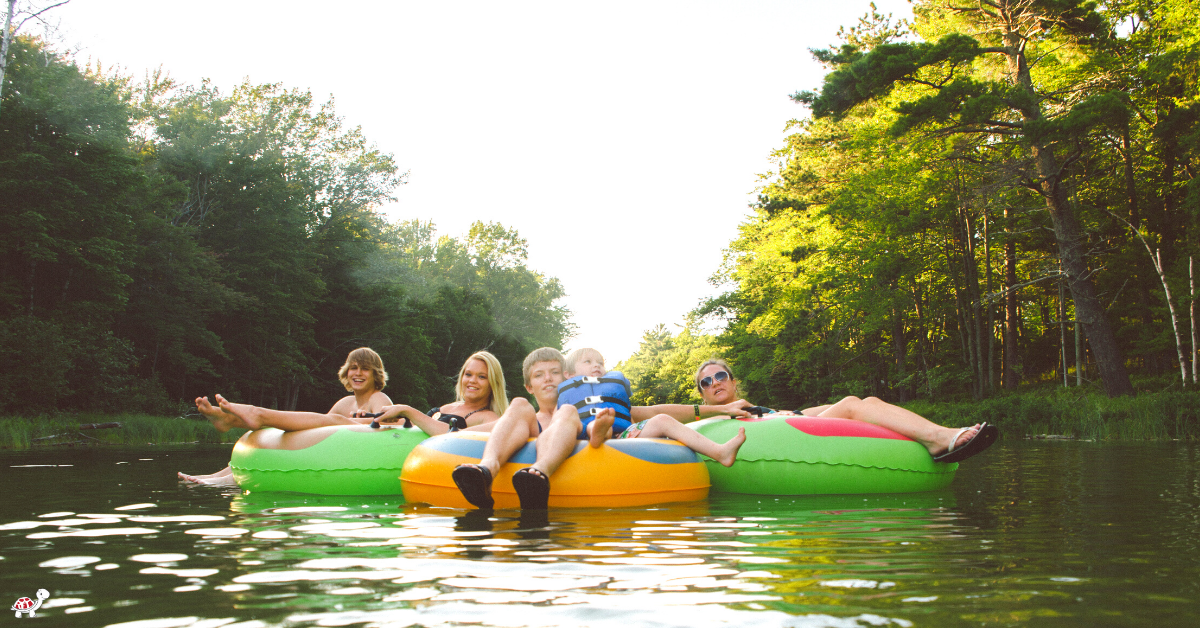 river tubing with children
